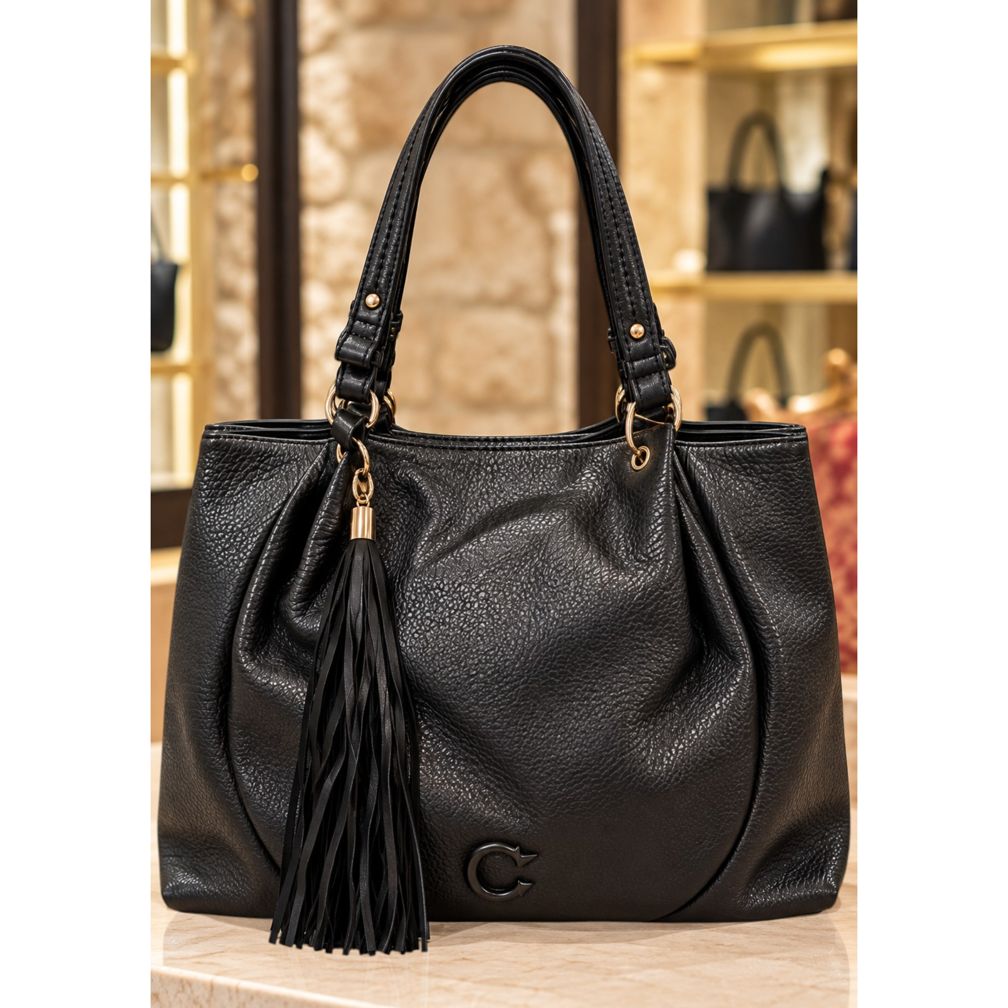 BORSA NERA CON DETTAGLIO FRANGIA