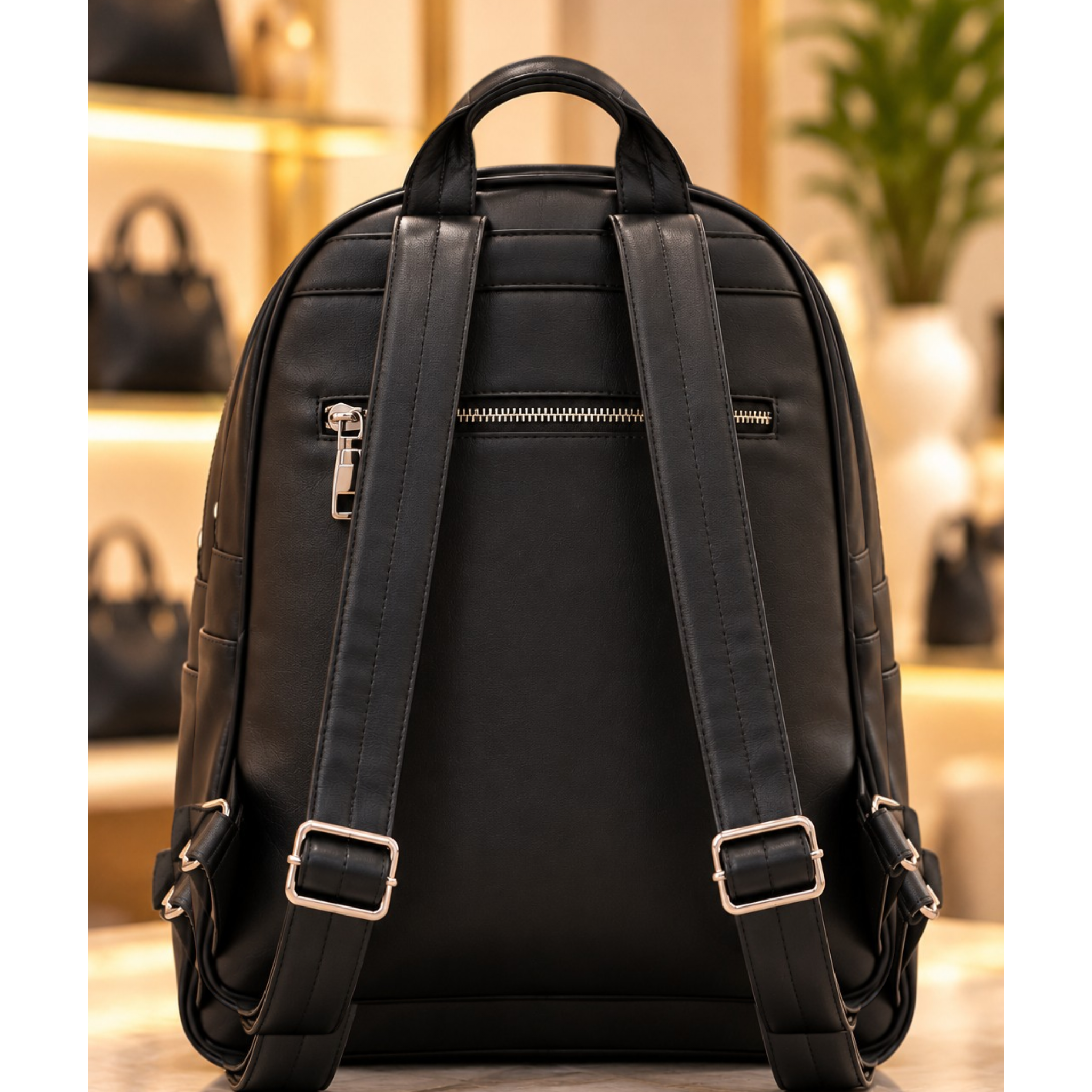 ZAINO NERO ELEGANTE CON DETTAGLI TRAPUNTATI