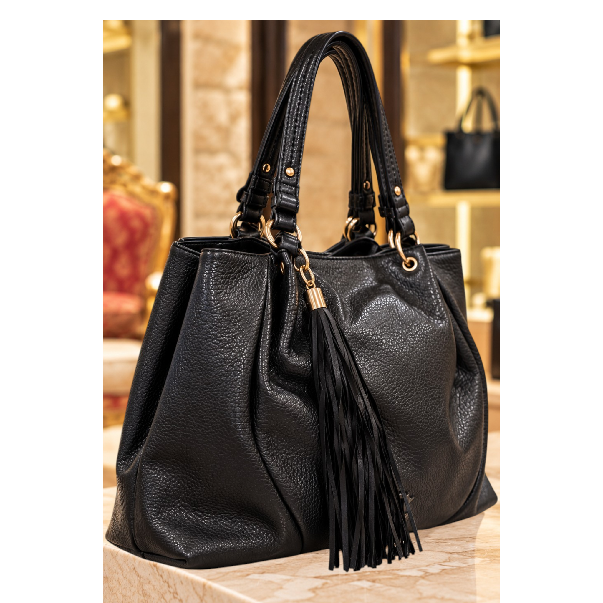 BORSA NERA CON DETTAGLIO FRANGIA