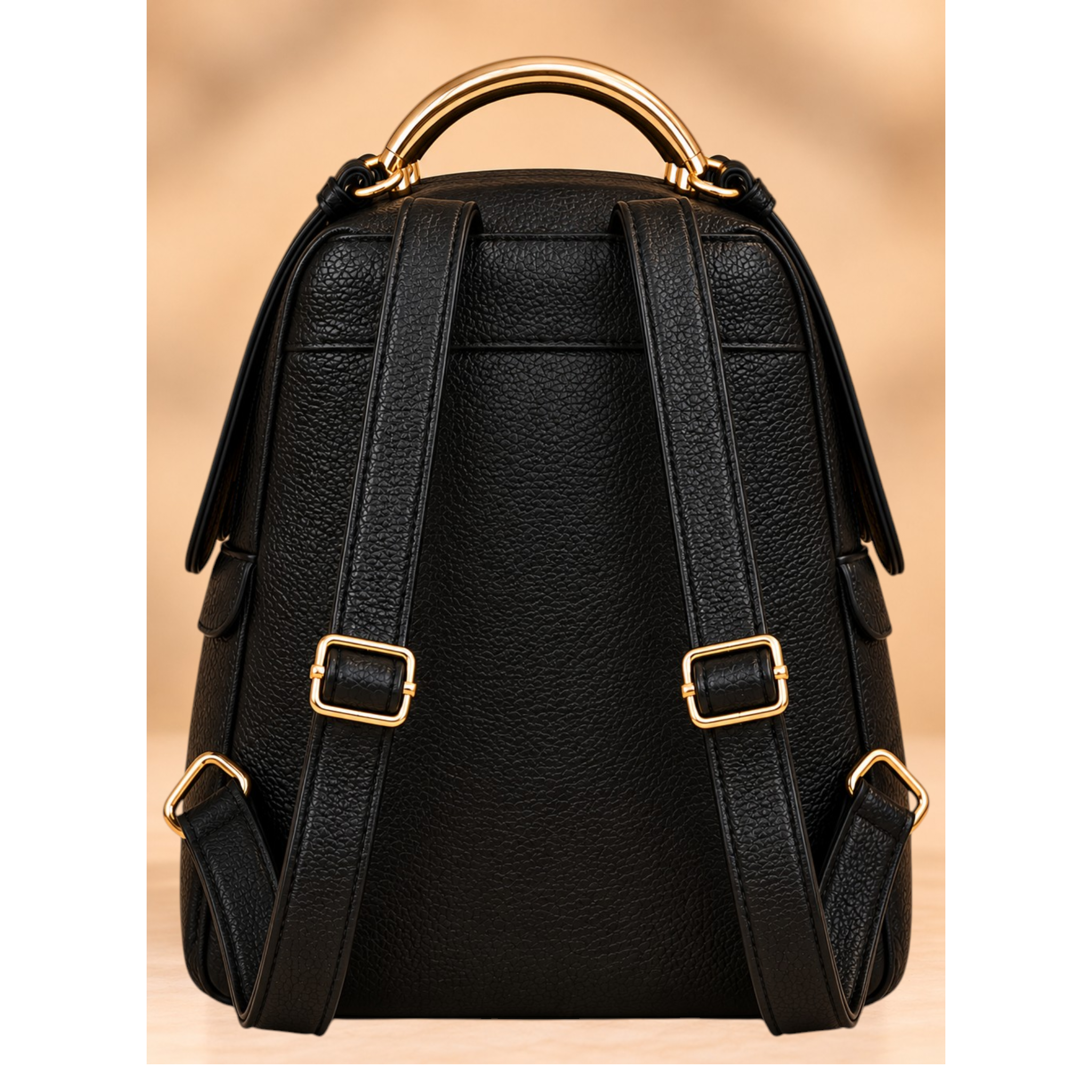 ZAINO IN MATERIALE EFFETTO PELLE CON GRANA CON TASCA FRONTALE NERO