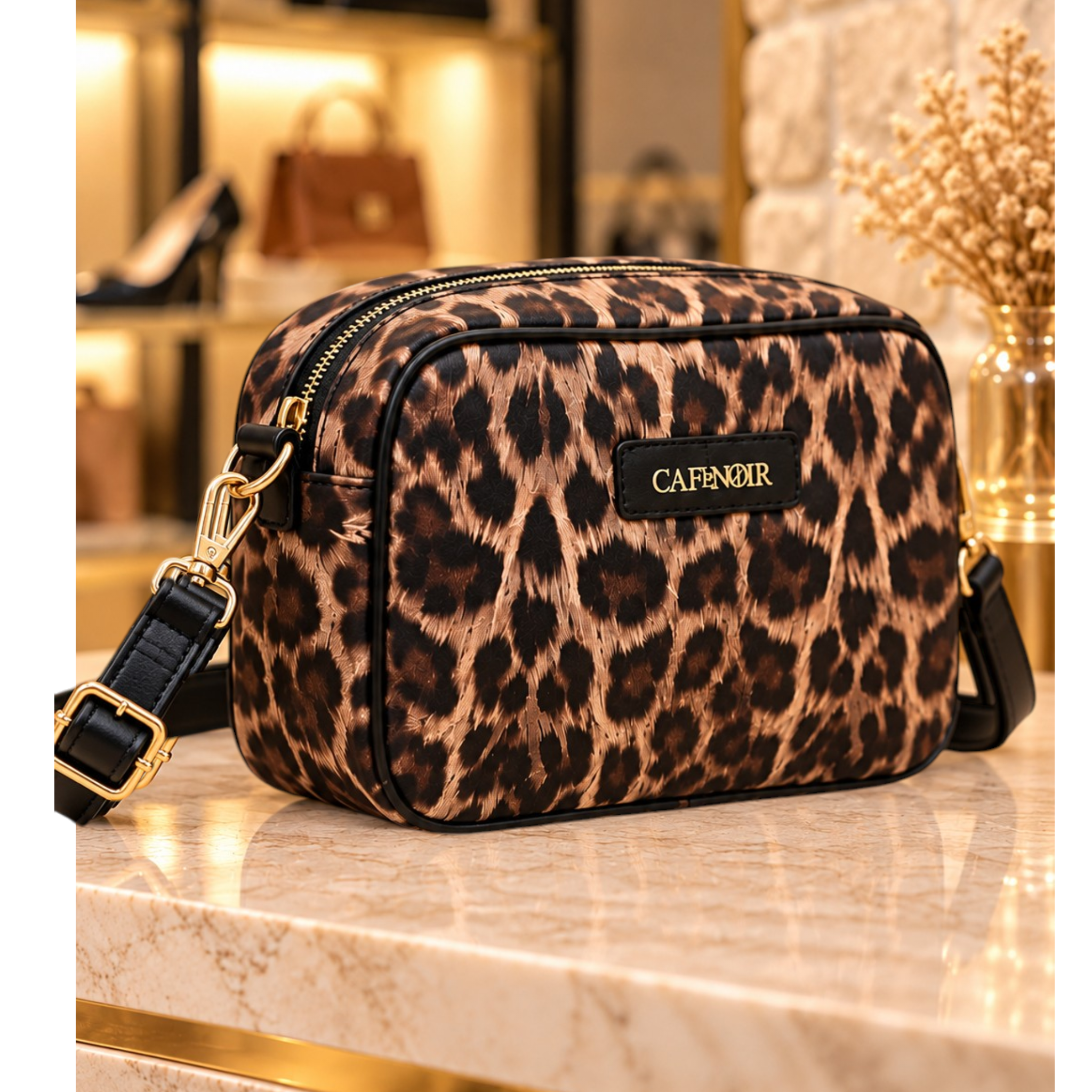 CAMERA BAG STAMPA LEOPARDO CON TRACOLLE SOTTILI EFFETTO PELLE LEOPARD